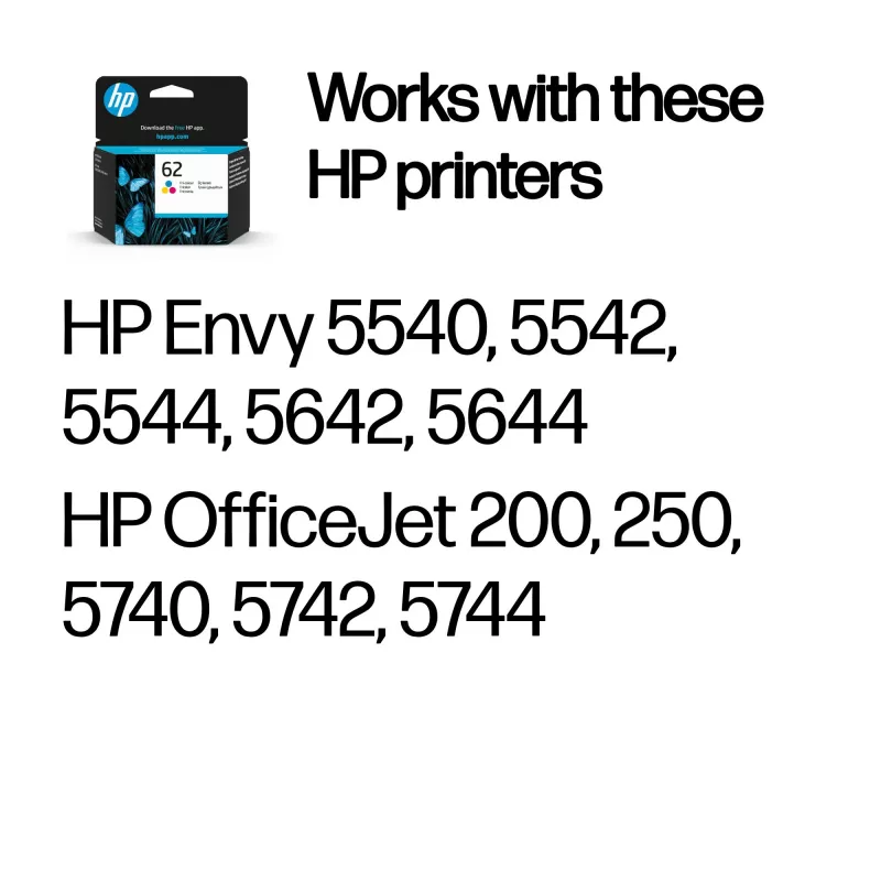 HP 62 kolmevärviline originaaltindikassett, tsüaan, magenta, kollane, 1 tk, 165 lehekülge