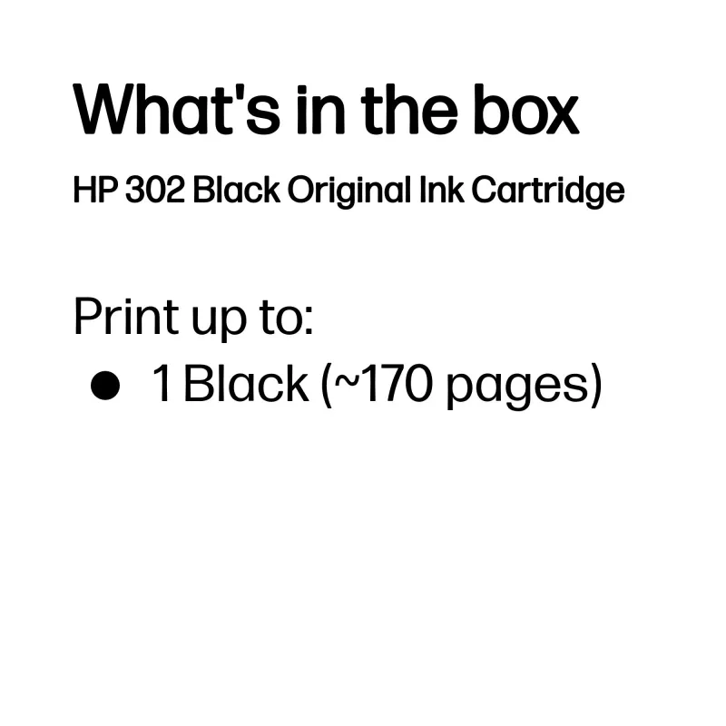 HP 302 must originaal tindikassett, must, 1 tk, 170 lehekülge