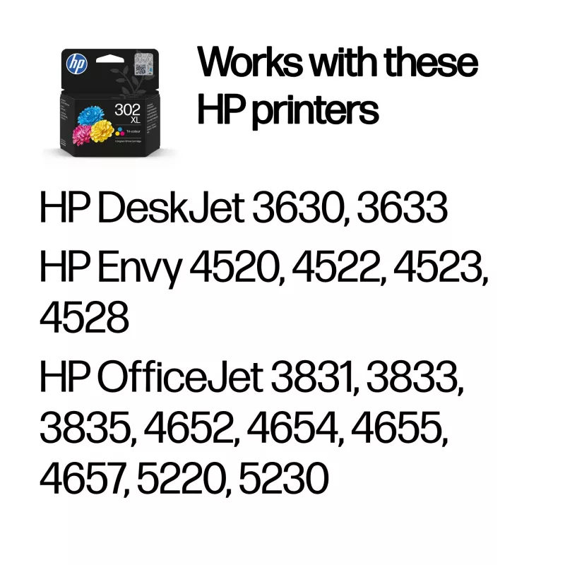 HP 302XL kõrge tootlikkusega kolmevärviline originaaltindikassett, tsüaan, magenta, kollane, 1 tk, 300 lehekülge