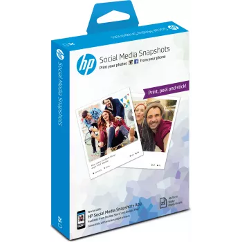 HP Social Media Snapshots eemaldatav kleepuv fotopaber - 25 tk / 10 x 13 cm valge poolläikiv