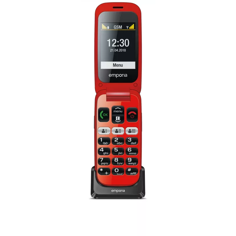 Emporia emporiaONE 6,1 cm (2,4 tolli) 80 g must, punane seenioritelefon
