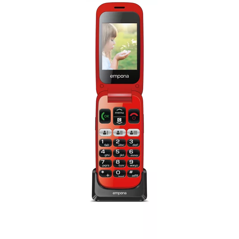 Emporia emporiaONE 6,1 cm (2,4 tolli) 80 g must, punane seenioritelefon