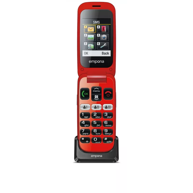 Emporia emporiaONE 6,1 cm (2,4 tolli) 80 g must, punane seenioritelefon