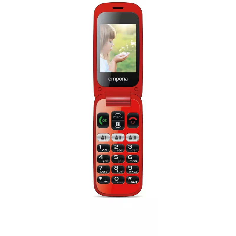 Emporia emporiaONE 6,1 cm (2,4 tolli) 80 g must, punane seenioritelefon