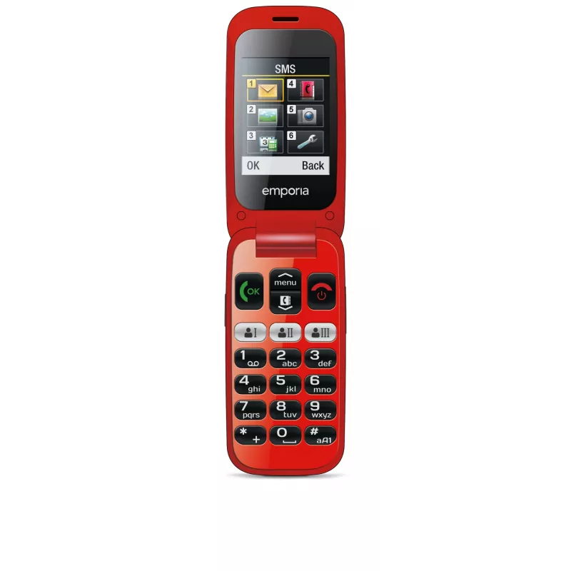 Emporia emporiaONE 6,1 cm (2,4 tolli) 80 g must, punane seenioritelefon