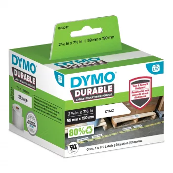 DYMO autentsed LabelWriter vastupidavad sildid | 59 mm x 190 mm | valge polüpropüleen | 170 suurt isekleepuvat silti | suure jõudlusega | LabelWriter sildimasinatele