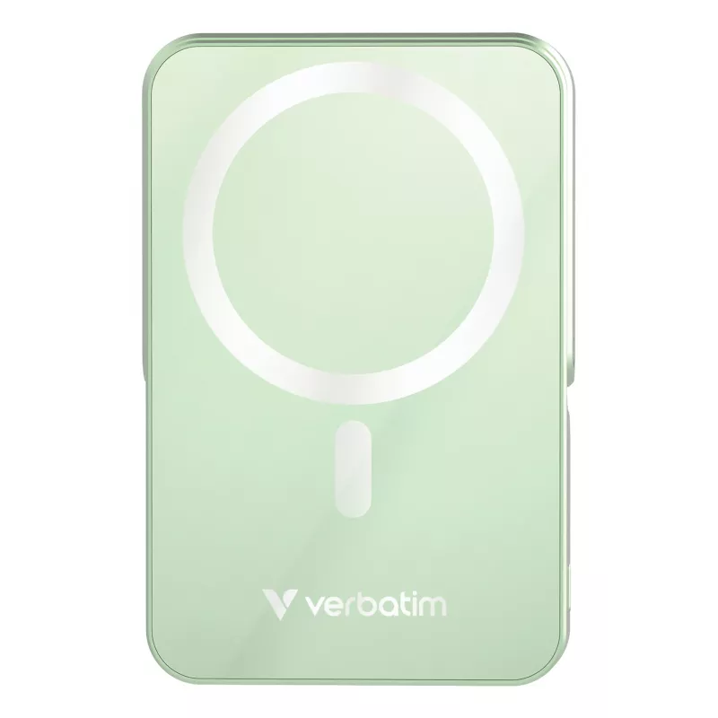 Verbatim Charge 'n' Go Magnetiline juhtmevaba akupank koos alusega – 10000 mAh, roheline