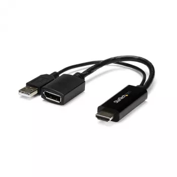 StarTech.com HDMI-DisplayPort adapter - 4K 30 Hz, 3840 x 2160 pikslit, 1080p, 720p, 120 Hz, must, MegaChips - STDP2600, aktiivne videomuundur