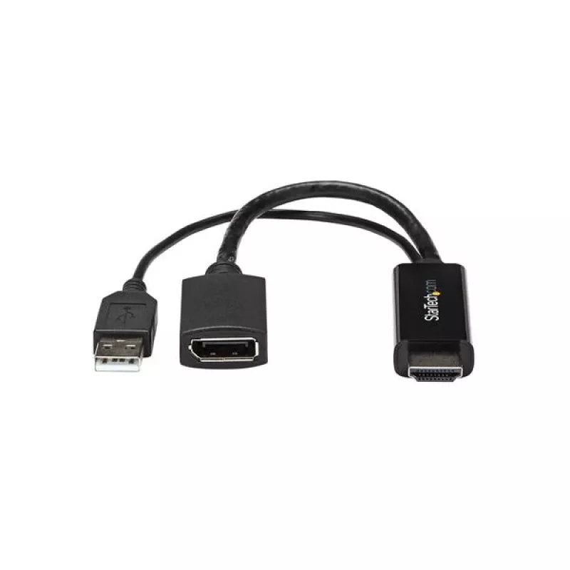 StarTech.com HDMI-DisplayPort adapter - 4K 30 Hz, 3840 x 2160 pikslit, 1080p, 720p, 120 Hz, must, MegaChips - STDP2600, aktiivne videomuundur