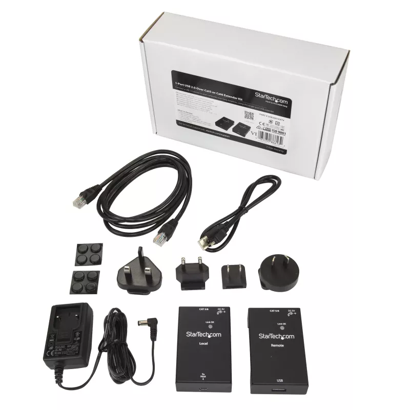 StarTech.com USB 2.0 pikendaja üle Cat5e/Cat6 kaabli (RJ45) – kuni 165 jalga (50 m) – kiire USB-pordi pikendaja adapterikomplekt – toitega – USB üle Etherneti kaabli pikendaja – 480 Mbit/s – metallist