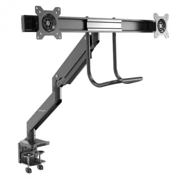 StarTech.com lauale kinnitatav kahe monitori käsi – ergonoomiline kahe monitori VESA-kinnitus 32-tolliste (17,6 naela) kuvarite jaoks – risttala käepide sünkroniseeritud täielikuks liikumiseks – kõrguse reguleerimine – C-klamber/läbiviiguaugu kinnitus