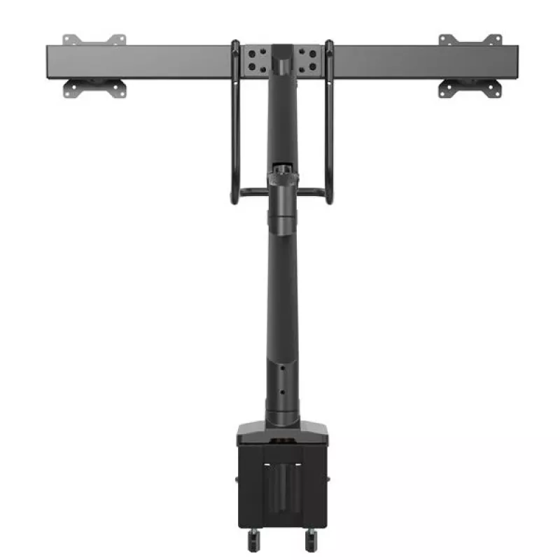 StarTech.com lauale kinnitatav kahe monitori käsi – ergonoomiline kahe monitori VESA-kinnitus 32-tolliste (17,6 naela) kuvarite jaoks – risttala käepide sünkroniseeritud täielikuks liikumiseks – kõrguse reguleerimine – C-klamber/läbiviiguaugu kinnitus
