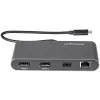 StarTech.com Dual-Monitor Thunderbolt Mini Dock, 4K 60Hz DisplayPort, draiverivaba jaotur Windowsile ja Macile, Gigabit Ethernet, 1x USB-A (USB 5Gbps), 11in (28cm) kaabel