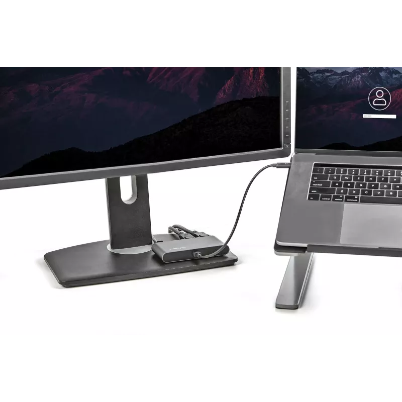 StarTech.com Dual-Monitor Thunderbolt Mini Dock, 4K 60Hz DisplayPort, draiverivaba jaotur Windowsile ja Macile, Gigabit Ethernet, 1x USB-A (USB 5Gbps), 11in (28cm) kaabel
