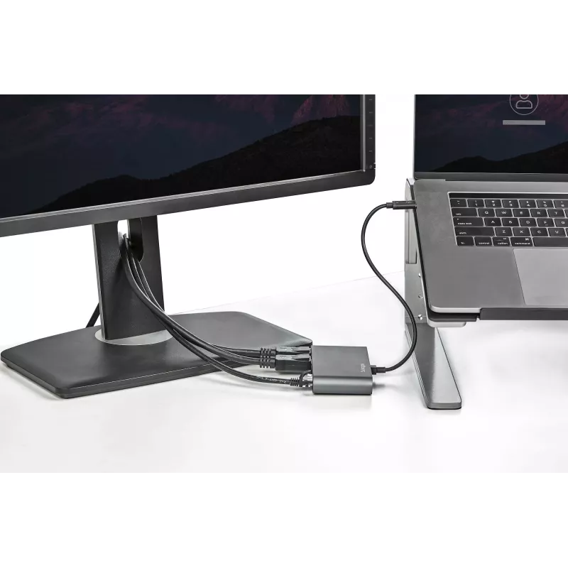 StarTech.com Dual-Monitor Thunderbolt Mini Dock, 4K 60Hz DisplayPort, draiverivaba jaotur Windowsile ja Macile, Gigabit Ethernet, 1x USB-A (USB 5Gbps), 11in (28cm) kaabel