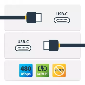 StarTech.com 3m USB-C laadimiskaabel, USB-IF sertifitseeritud USB-C kaabel, 240W PD EPR, USB 2.0 USB-C sülearvuti laadimisjuhe, USB-C andmeedastuskaabel, TPE mantel, M/M
