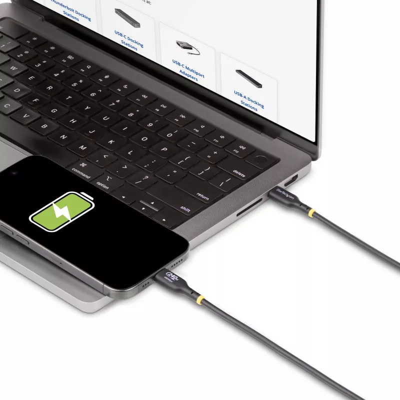 StarTech.com 3m USB-C laadimiskaabel, USB-IF sertifitseeritud USB-C kaabel, 240W PD EPR, USB 2.0 USB-C sülearvuti laadimisjuhe, USB-C andmeedastuskaabel, TPE mantel, M/M