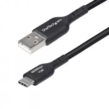 StarTech.com 3 m USB-A–USB-C laadimiskaabel, laadimine ja sünkroonimine, 3 A, USB 2.0, TPE ümbris – must USB-laadimisjuhe
