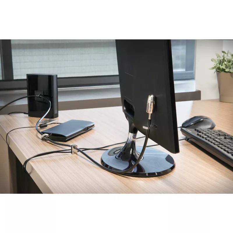 Kensington Desktop & Peripherals Locking Kit 2.0, 2,44 m, Kensington, Võti, Süsinikteras, Must, Hõbedane