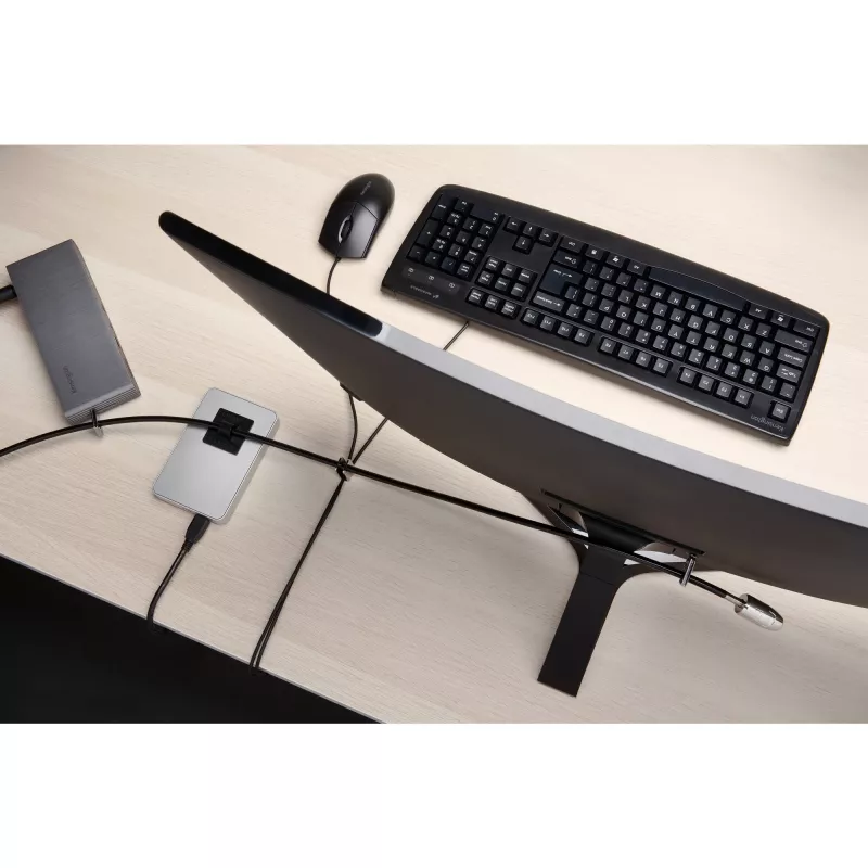 Kensington Desktop & Peripherals Locking Kit 2.0, 2,44 m, Kensington, Võti, Süsinikteras, Must, Hõbedane