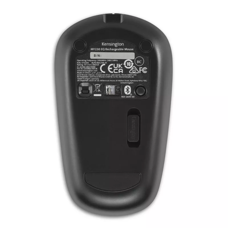 Kensington MY230 EQ laetav hiir – juhtmevaba – keskmise suurusega, mõlemakäeline, RF-juhtmevaba + Bluetooth, 1200 DPI, must