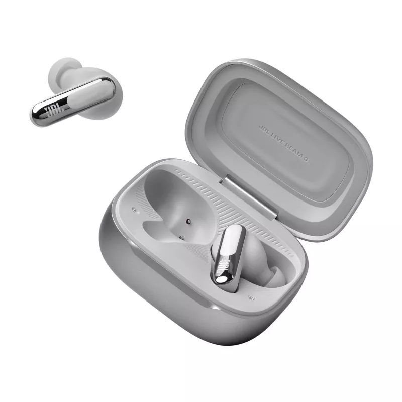 JBL Live Beam 3 peakomplekt Juhtmevaba Kõrvasisesed Kõned/muusika/sport/igapäevane Bluetooth Hõbedane