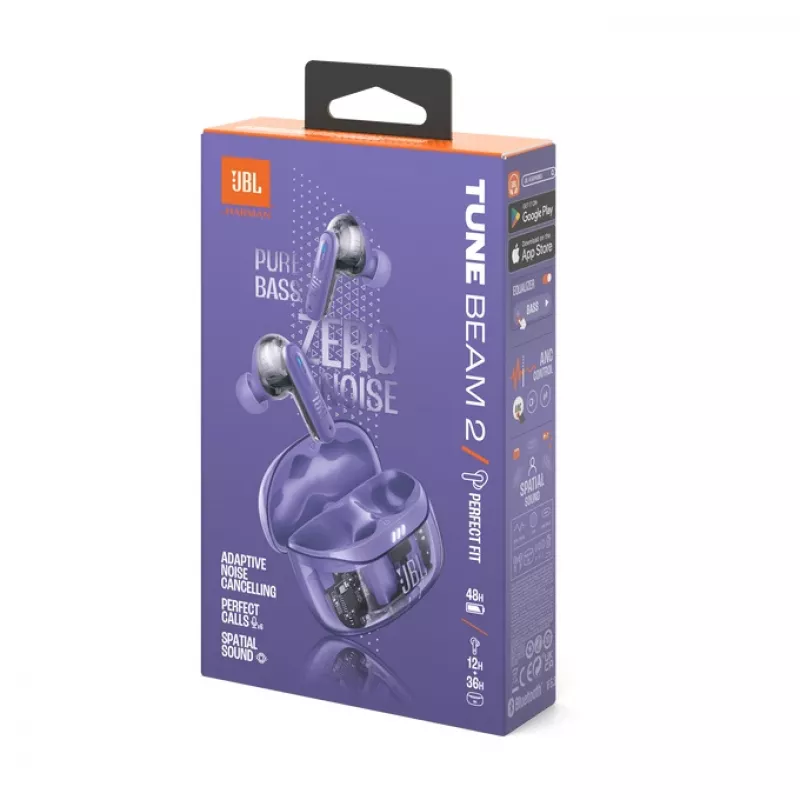 JBL Tune Beam 2 Ghost Edition peakomplekt Juhtmevaba Kõrvasisene Muusika/Igapäevane Bluetooth Lilla