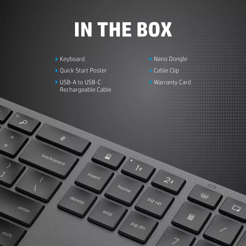 HP 975 Dual-Mode traadita klaviatuur täissuuruses RF Bluetooth must