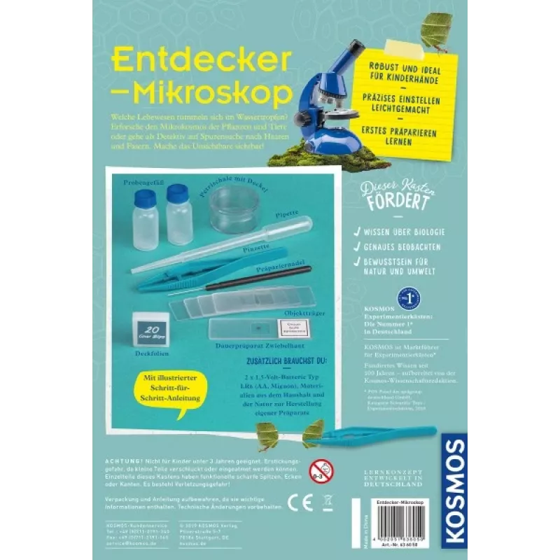 Kosmos 63605, Mikroskoop, Bioloogia, 8 a, Sinine Kosmos 63605. Tootetüüp: Mikroskoop, Teema: Bioloogia, Soovitatav vanus (min): 8 a, Toote värv: Sinine