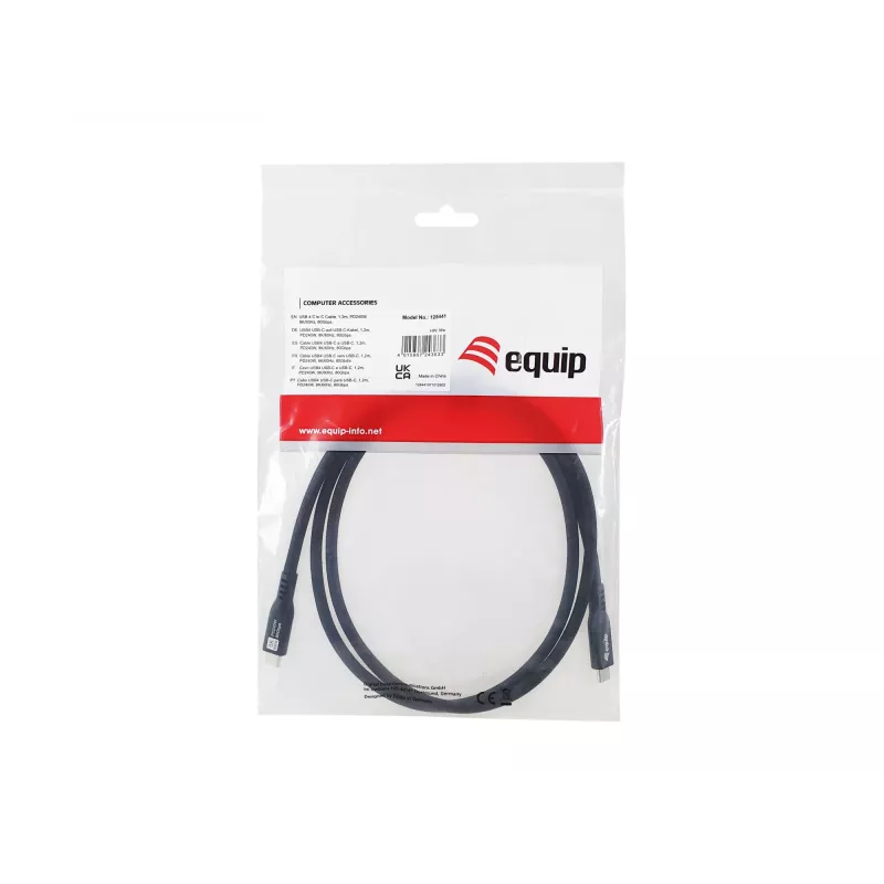 USB4 Gen 4x2 C-C-tüüpi kaabel EQUIP 1,2 m, 80 Gbps, PD240 W, 8K@60 Hz, must