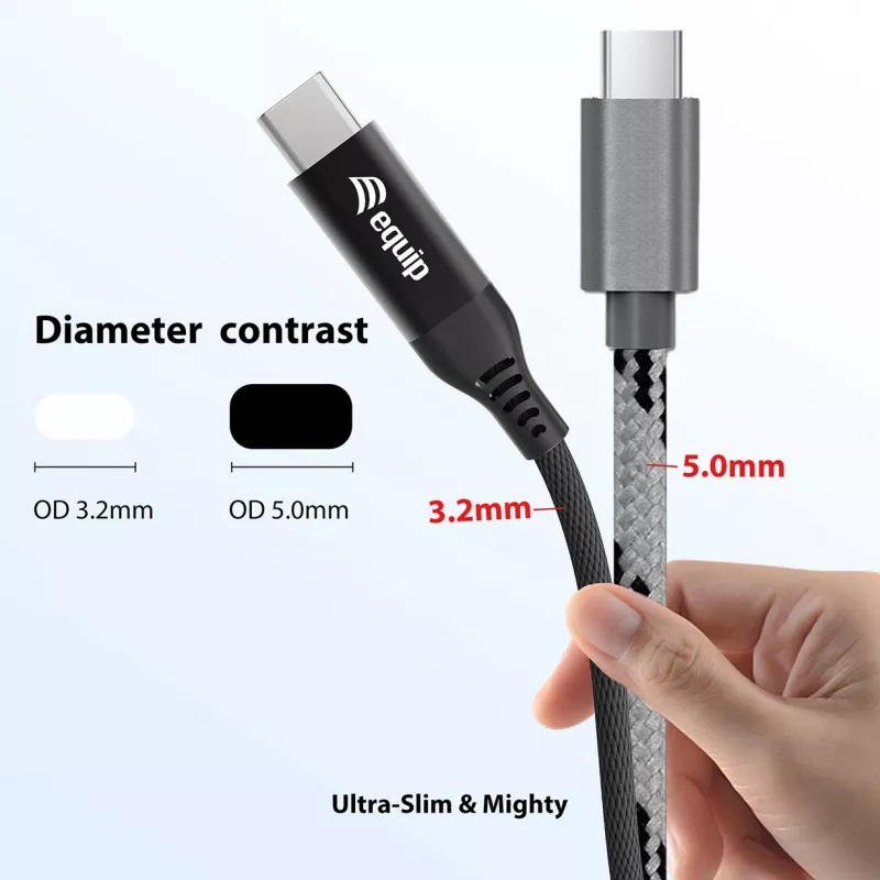 Equip USB 4 üliõhuke C-C-kaabel, 1,2 m, PD240W, 4K/60 Hz, 40 Gbps, must