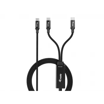USB-C kuni 2x USB-C Y-laadimiskaabel EQUIP 1,5 m PD 140 W, USB 2.0, must