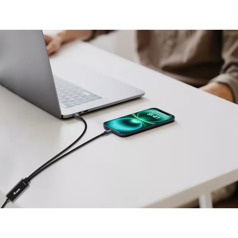 USB-C kuni 2x USB-C Y-laadimiskaabel EQUIP 1,5 m PD 140 W, USB 2.0, must