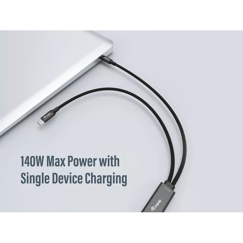 USB-C kuni 2x USB-C Y-laadimiskaabel EQUIP 1,5 m PD 140 W, USB 2.0, must