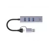 USB-C - Gigabit võrguadapter 3-pordilise USB-jaoturiga CONCEPTRONIC ABBY25G — USB 3.2 Gen 1, 1 Gbps Ethernet, 3x USB-A, alumiinium, hall