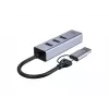 USB-C - Gigabit võrguadapter 3-pordilise USB-jaoturiga CONCEPTRONIC ABBY25G — USB 3.2 Gen 1, 1 Gbps Ethernet, 3x USB-A, alumiinium, hall