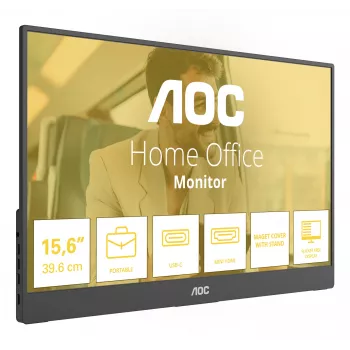 AOC 16T20E2 kaasaskantav teler/monitor Kaasaskantav monitor Must 39,6 cm (15,6 tolli) LED 1920 x 1080 pikslit
