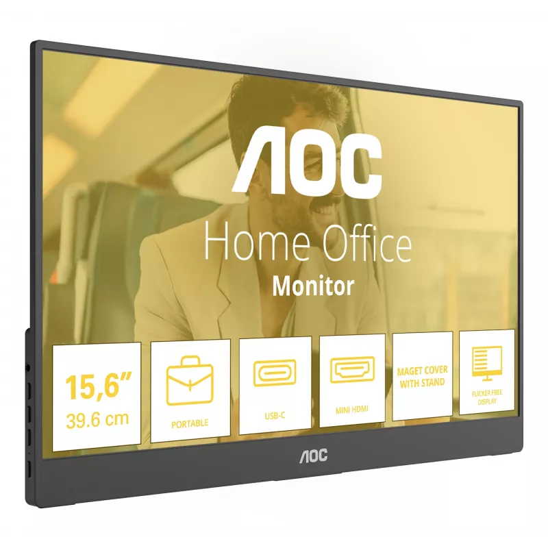 AOC 16T20E2 kaasaskantav teler/monitor Kaasaskantav monitor Must 39,6 cm (15,6 tolli) LED 1920 x 1080 pikslit