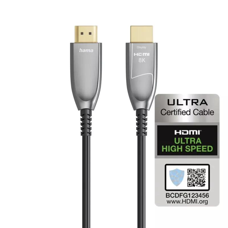 Hama 00202036 HDMI-kaabel 20 m HDMI-tüüp A (standardne) Must, Hall, Hõbedane