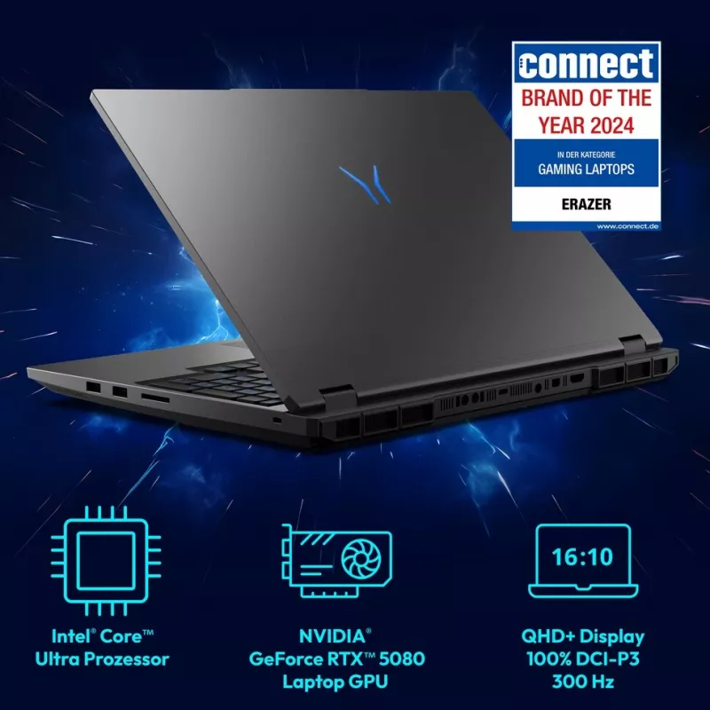 ERAZER Beast 16 X1 Intel Core Ultra 9 275HX sülearvuti 40,6 cm (16 inch) Quad HD+ 32 GB DDR5-SDRAM 2 TB SSD NVIDIA GeForce RTX 5080 Wi-Fi 6E (802.11ax) Windows 11 Home Must