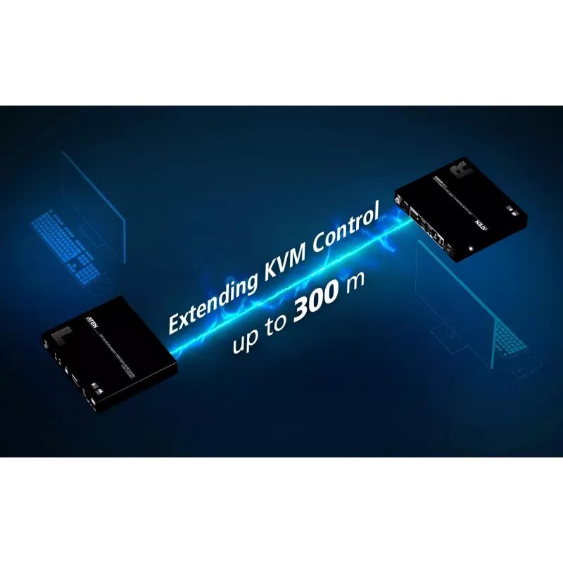 KVM pikendaja ATEN True 4K DP/HDMI optiline KVM 300 m – saatja ja vastuvõtja, DisplayPort/HDMI, USB, 300 m