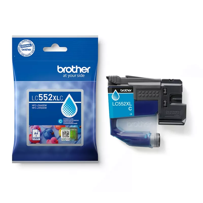 Tindikassett Brother LC552XLC, originaal tsüaan pigmenttint, üksikpakend, tootlikkus 1500 lehekülge