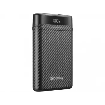Sandberg Survivor Nano akupank 10000, 10000 mAh, liitiumioon (Li-Ion), 3,7 V, 20 W, must