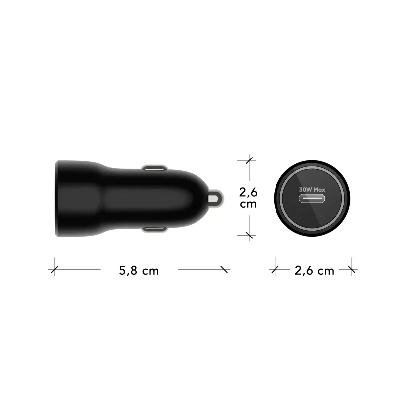 dbramante1928 re-charge - Auto laadija USB-C 30W - BLK, Auto, Sigaretisüütaja, Must