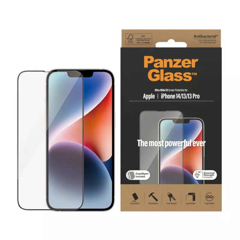 PanzerGlass ® ekraanikaitse iPhone 14 | 13 | 13 Pro | ülilai sobivus EasyAligneriga