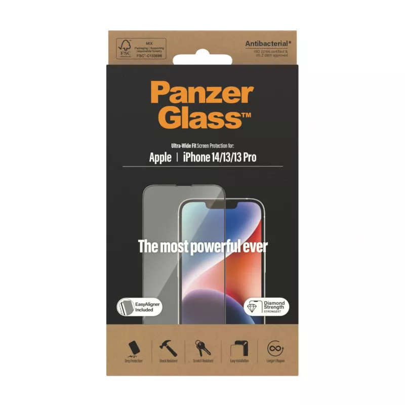 PanzerGlass ® ekraanikaitse iPhone 14 | 13 | 13 Pro | ülilai sobivus EasyAligneriga