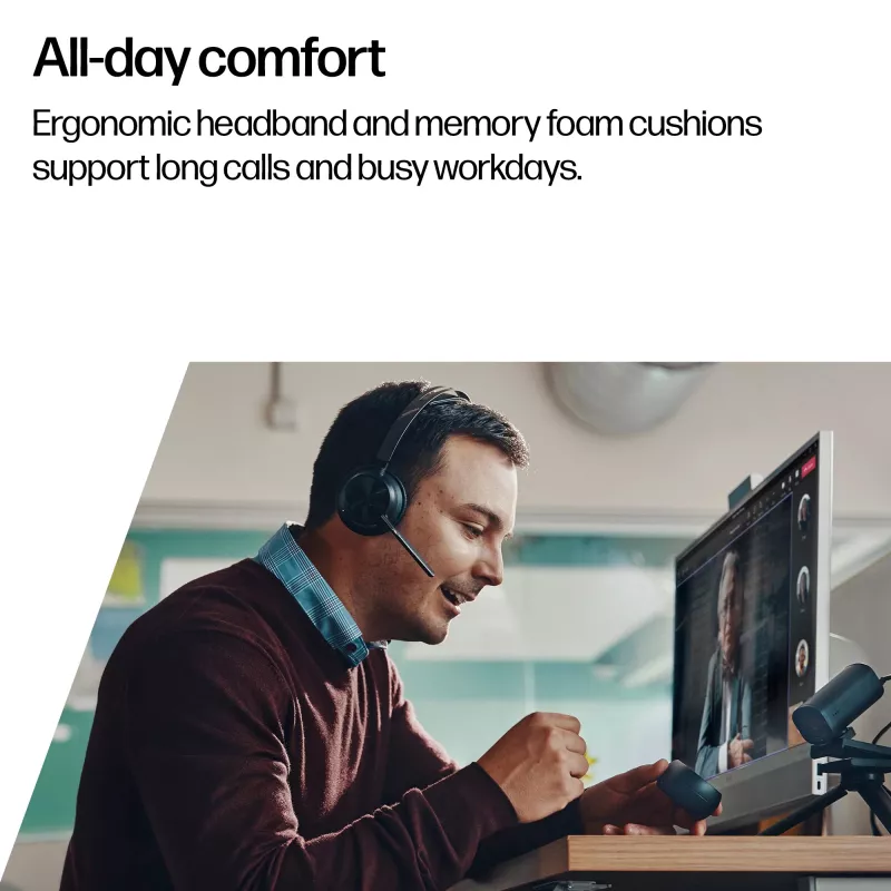 HP Poly Voyager Focus 2 Microsoft Teams sertifitseeritud USB-C- peakomplekt + USB-C/A adapter