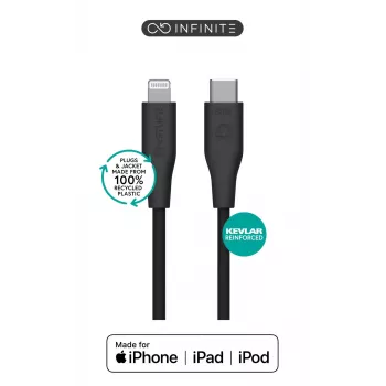 Lightning – USB-C kaabel eSTUFF ES602180 — 1 m, must, MFi sertifitseeritud, RoHS