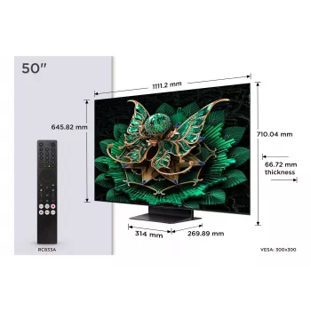 TCL 50C7K TV 127 cm (50 tolli) 4K Ultra HD nutiteler Wi-Fi metallik 2000 cd/m²
