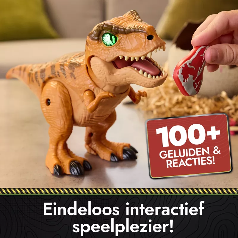 Jurassic World Primal Hatch Interaktiivne Mängudinosaurus ja Muna, Hatch & Train your own Baby Dino 100+ heli ja reaktsiooniga, laste mänguasjad poistele ja tüdrukutele alates 5. eluaastast